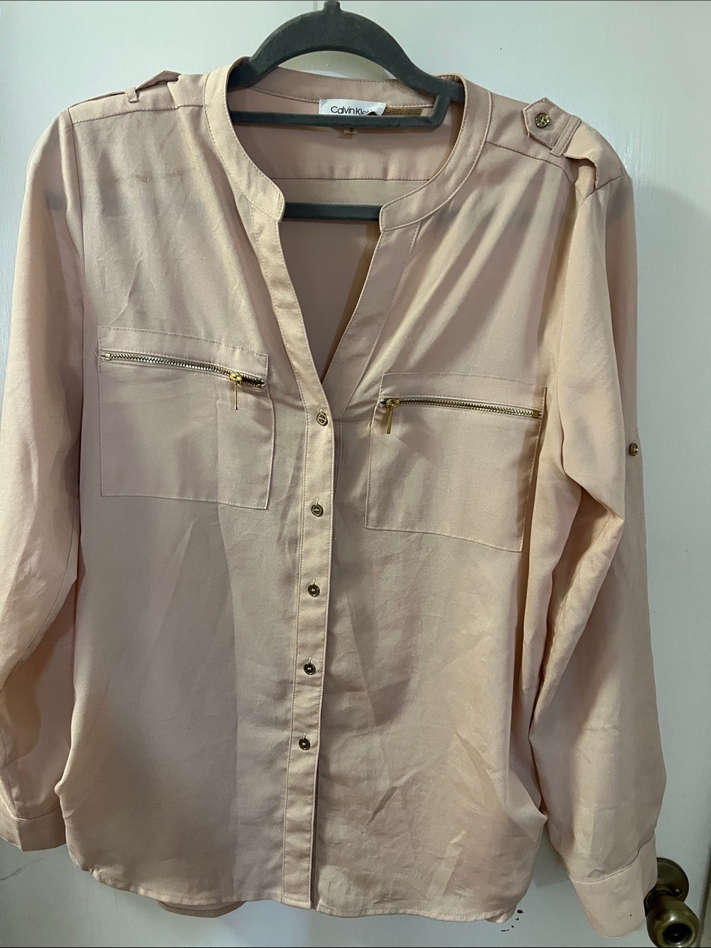 Calvin Klein Light Blush Button-Front Utility Shirt